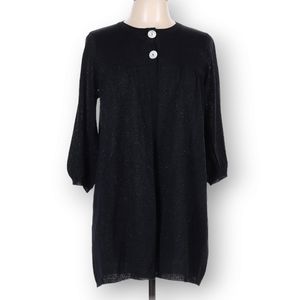 Steve Madden Cardigan Sweater Size L Black Metallic 3/4 Sleeve Lightweight‎ NEW